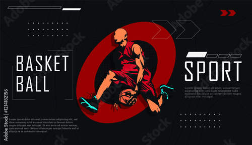 vector athlete sport basketball concept celebrating national sports day. basketball sport sports background. Male basketball player. Template design for national basketball game event