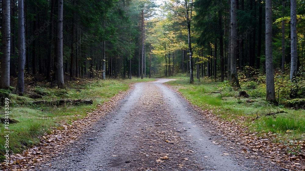 Scenic Dirt Pathway Meandering Through Serene Autumn Forest : Generative AI Scenic Dirt Pathway Meandering Through Serene Autumn Forest : Generative AI