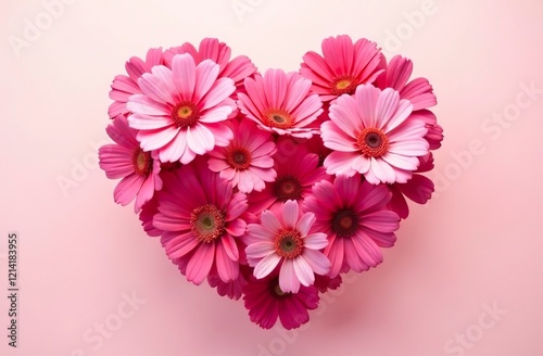 Beautiful big floral heart on a delicate pink background.