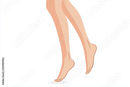 Beautiful female legs on a white background, side view.  illustration
