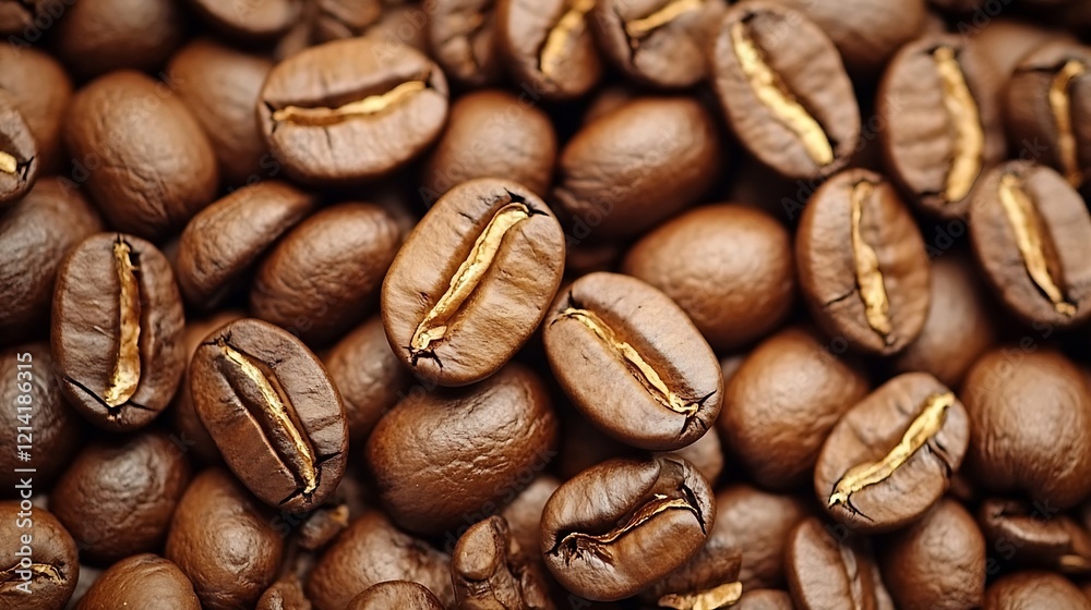 Fototapeta premium Closeup of Premium Roasted Coffee Beans for a Freshly Brewed Experience : Generative AI