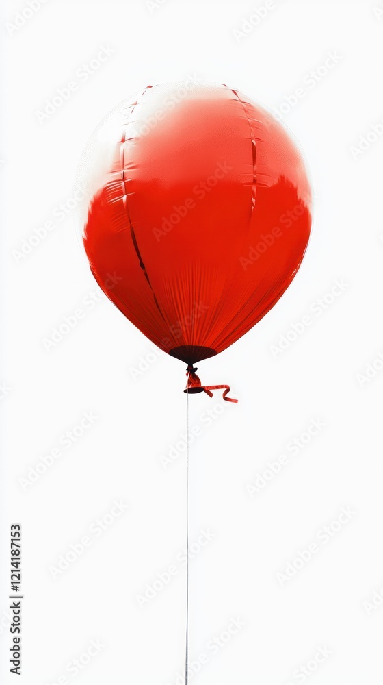 Obraz premium Single Red Balloon Floating on White Background