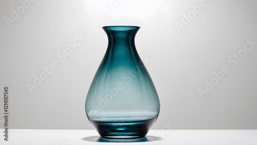 Elegant Teal Glass Vase on a White Surface With Soft Lighting