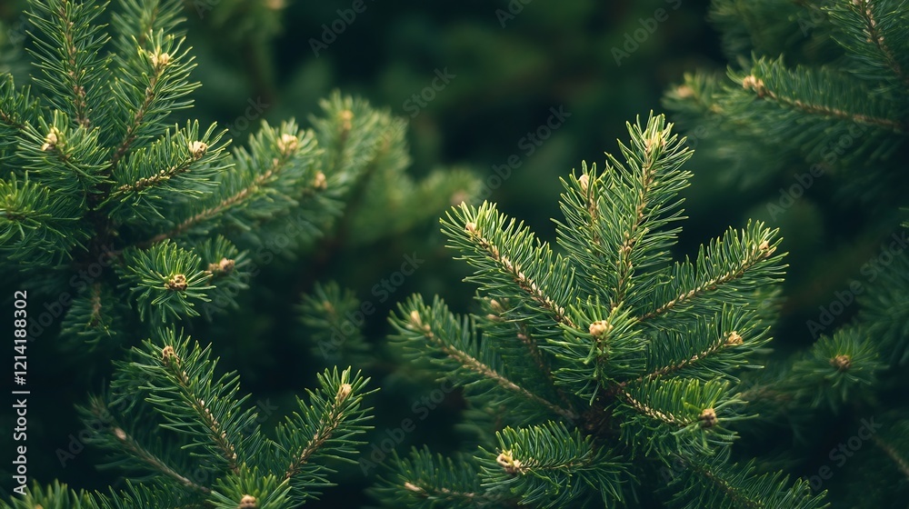 CloseUp of Lush Green Pine Trees with Rich Foliage in Forest Setting : Generative AI CloseUp of Lush Green Pine Trees with Rich Foliage in Forest Setting : Generative AI