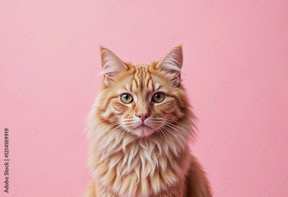 Majestic Orange Cat Poses Elegantly Against a Vibrant Pink Backdrop, Radiating Charm and Confidence in a Playful Studio Setting. Generative AI Majestic Orange Cat Poses Elegantly Against a Vibrant Pink Backdrop, Radiating Charm and Confidence in a Playful Studio Setting. Generative AI