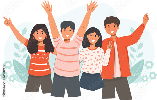 Friendshio_DayFriends Group Celebration Illustration for Friendship Day A lively group of friends sharing snacks and stories in a cozy setting.