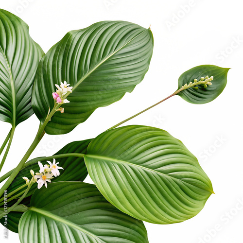 calathea orbifolia leaves on a white background
