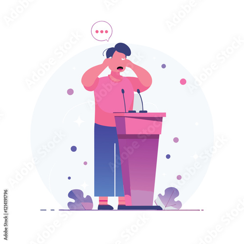 Speechless Speaker An Illustration of Nervousness at a Public Forum