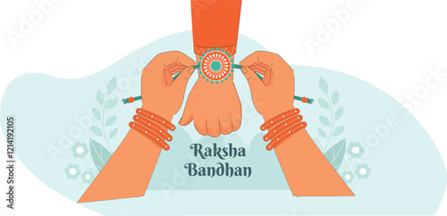 Illustration of Raksha Bandhan Ritual with Brother and Sister Tying Rakhi A warm Raksha Bandhan moment with the sister tying a rakhi and the brother gifting her.