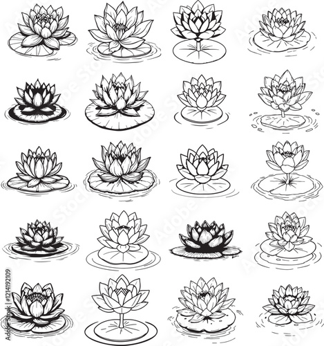 waterlily flower illustration vector art silhouette