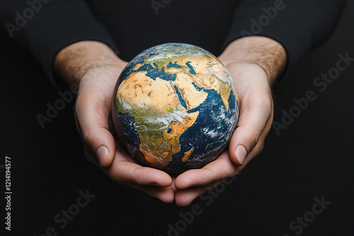 Earth in Hands: Symbolizing Sustainability, Global Unity, Environmental Conservation, and Climate Change Awareness photo