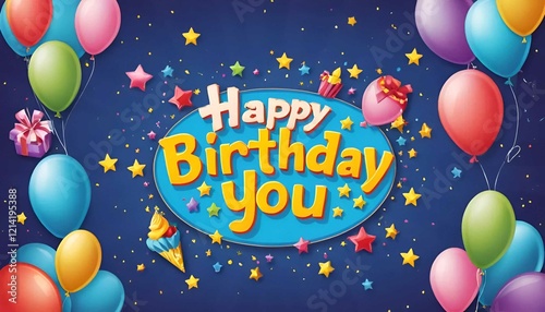 happy birthday card with balloons