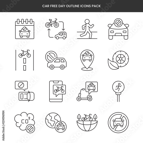 Car Free Day Icons Pack
