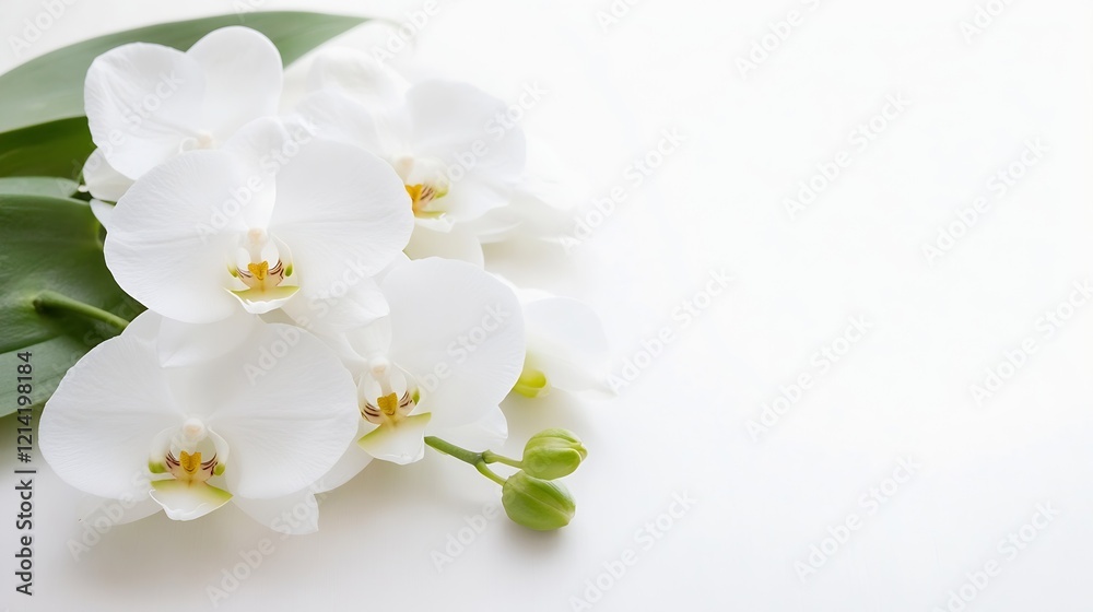 Elegant White Orchid Arrangement on Clean White Background Perfect for Floral Design : Generative AI Elegant White Orchid Arrangement on Clean White Background Perfect for Floral Design : Generative AI