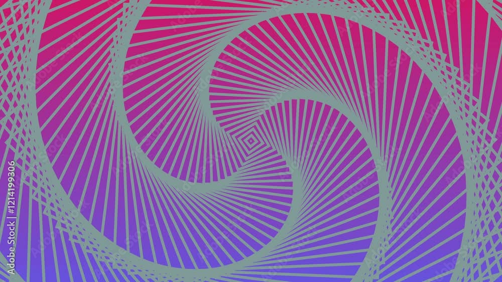 The reddish blue background has 3D animation, rectangular lines, blackish white gradations that rotate over and over again, changing color.
