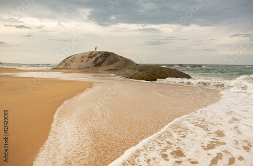 Fototapeta Naklejka Na Ścianę i Meble -  The beautiful beach on the coast of the Indian Ocean in Sri Lanka.