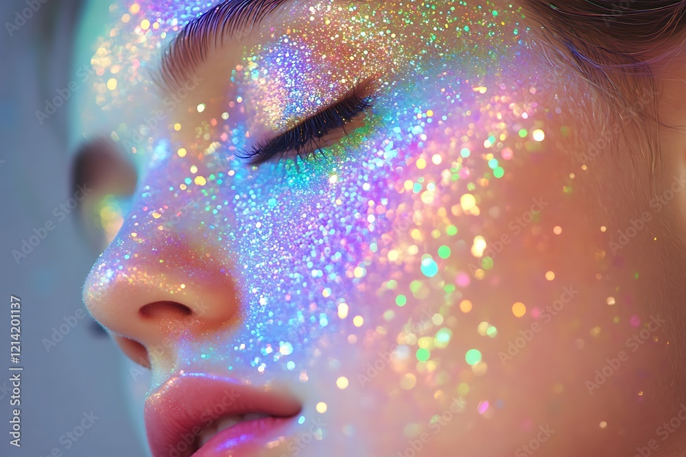 Fototapeta premium Fine Rainbow Glitter with Glowing Highlights.