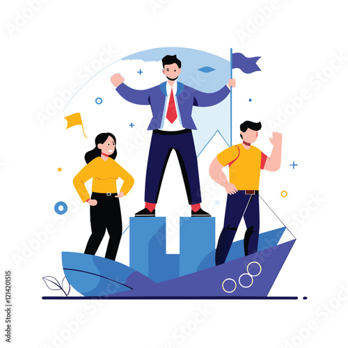 Successful Team Celebrates Victory on a Business Chart