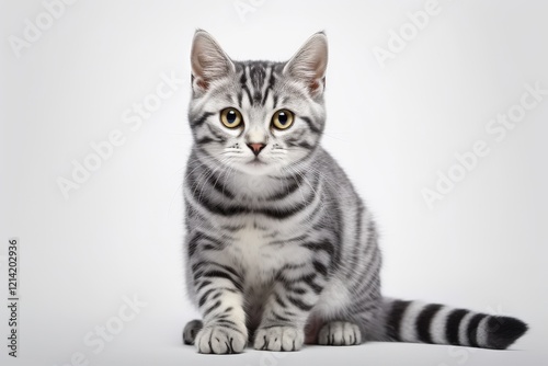 Playful Cat Minimalist Front View Whimsical