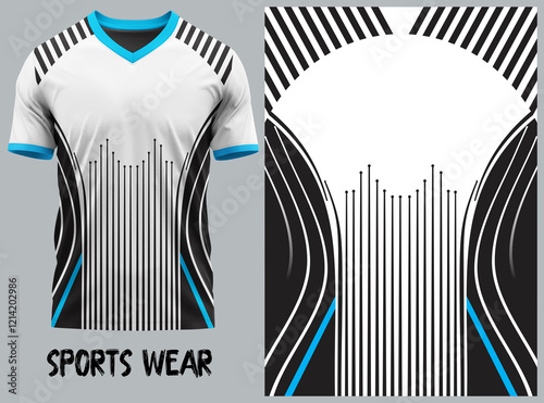 T-shirt V-neck  Short sleeve. With knit jersey fabric and rib neck texture ( 3d rendered ) jersey design, jersey texture, sports wear, jersey design for Sublimation print