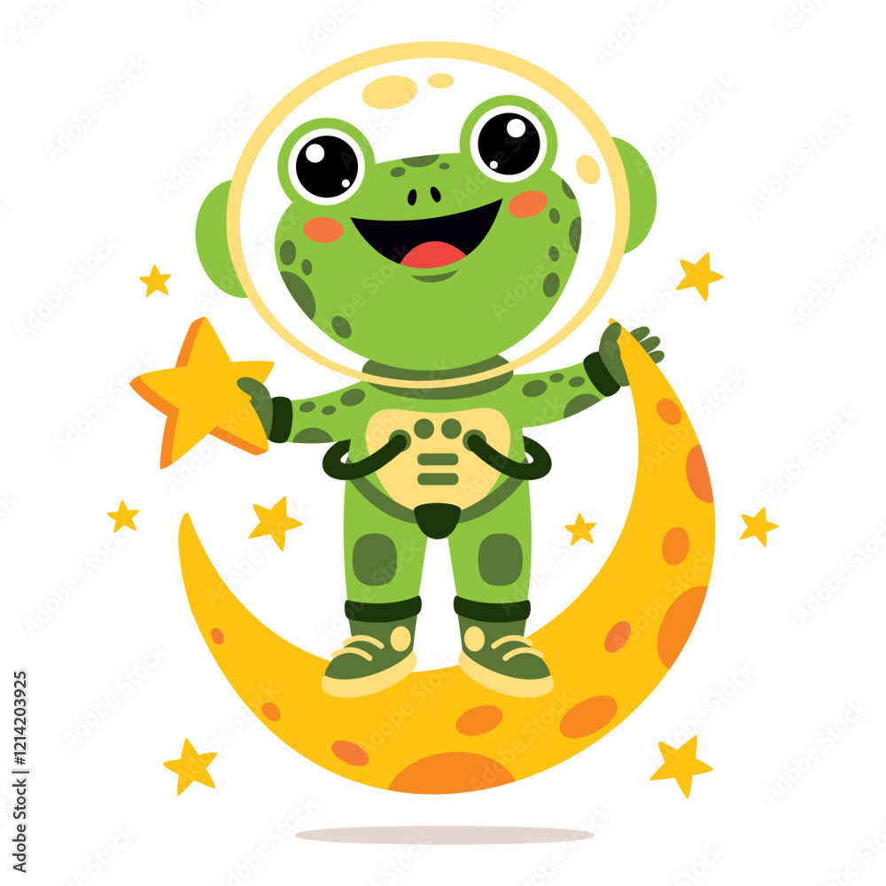 Obraz premium Cartoon Animal At Space Illustration