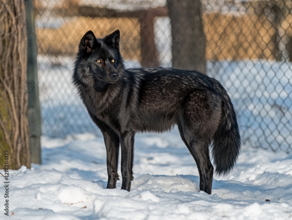 Obraz premium Black Wolf in Winter