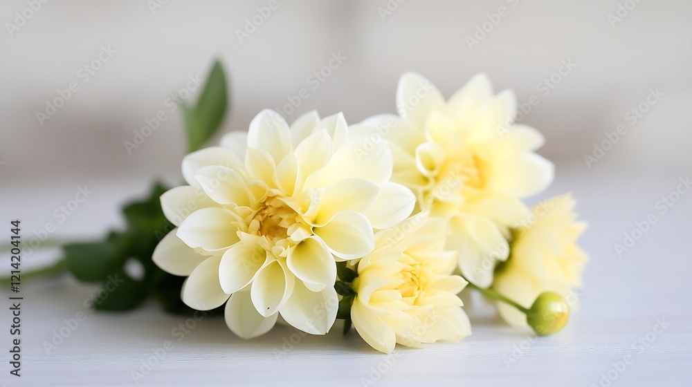 Delicate Yellow Dahlias in Full Bloom Arranged for Beautiful Floral Display : Generative AI Delicate Yellow Dahlias in Full Bloom Arranged for Beautiful Floral Display : Generative AI