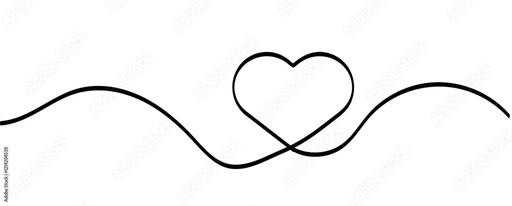Fototapeta premium Continuous thick line drawing heart for Valentine's Day
