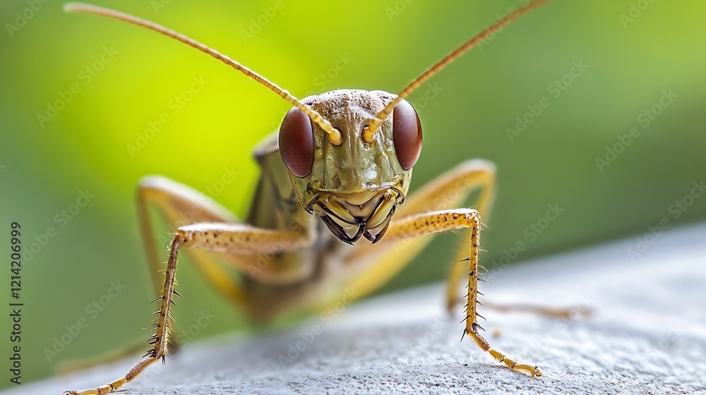 Macro closeup of a vibrant grasshopper in nature with a detailed view of its colorful body : Generative AI Macro closeup of a vibrant grasshopper in nature with a detailed view of its colorful body : Generative AI
