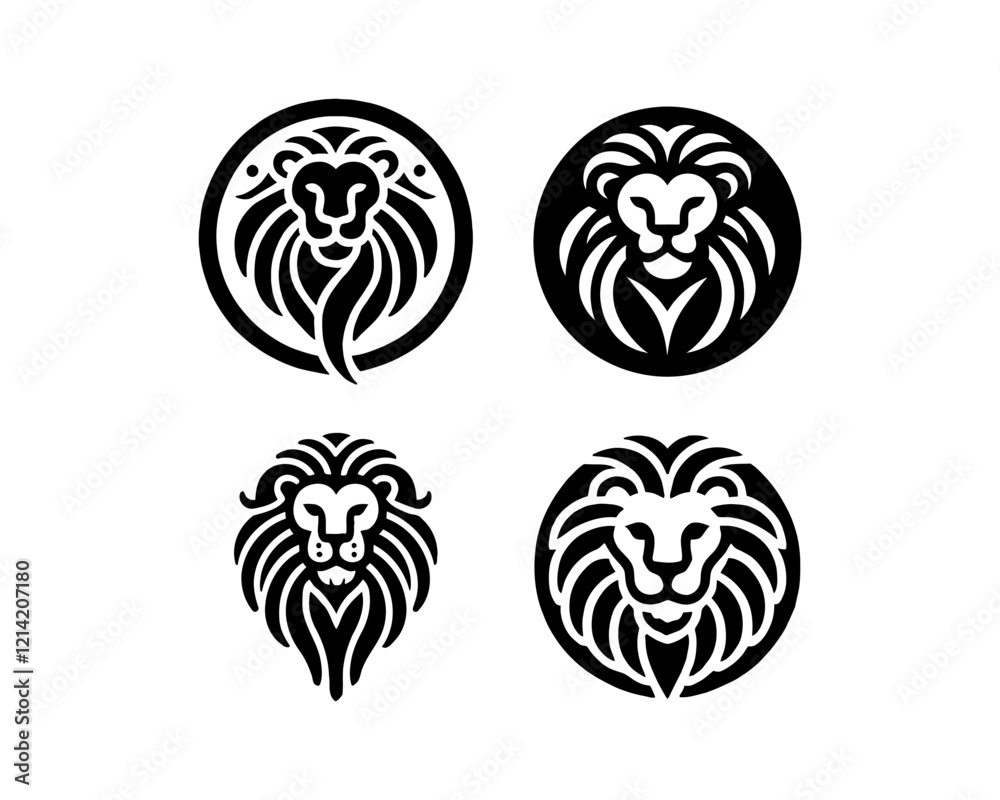 Set of Lion logo design vector illustration. Simple silhouette.Flat style. Logo design template. Animal logotype concept. Set of Lion logo design vector illustration. Simple silhouette.Flat style. Logo design template. Animal logotype concept.