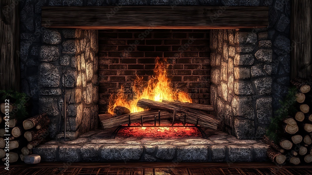 Cozy Fireplace with Crackling Wood – Warmth and Comfort in a Transparent Setting Cozy Fireplace with Crackling Wood – Warmth and Comfort in a Transparent Setting