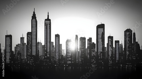 Wallpaper Mural Dramatic Futuristic Cityscape at Dawn with Glowing Skyscrapers and Contrasting Shadows Torontodigital.ca