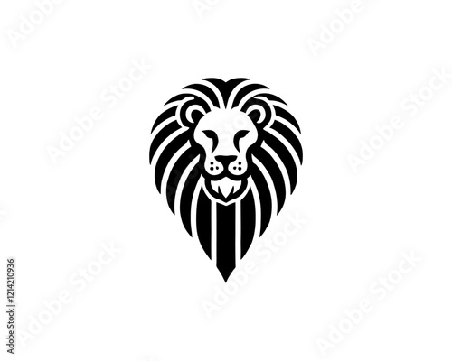 Lion head icon vector. Silhouette simple. Flat style lion. Lion face logo design template. Vector illustration Animal Logotype concept.  photo