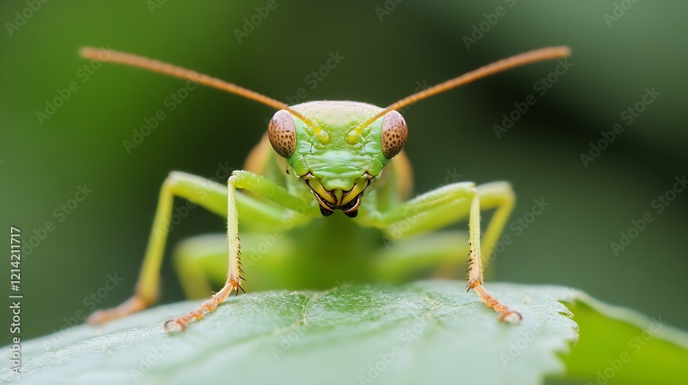 CloseUp of a Praying Mantis with Detailed Features and Green Surroundings : Generative AI CloseUp of a Praying Mantis with Detailed Features and Green Surroundings : Generative AI