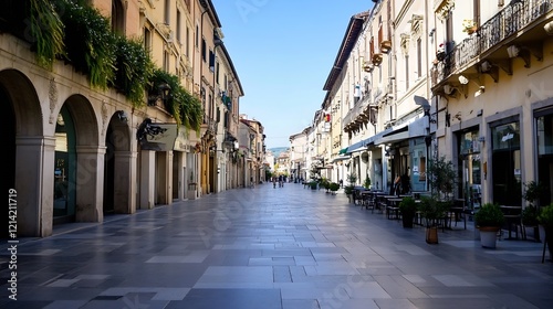 Charming Empty Street in Historical European Town Ideal for Travel and Cultural Experiences
