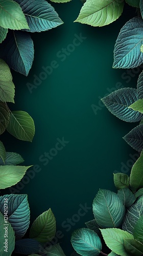 lush frame of vibrant green leaves creates a fresh, organic backdrop