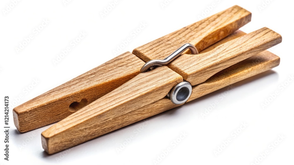 Rustic wooden clothespin, perfect for food photography mockups. Its natural texture provides ample empty space on a white backdrop. Rustic wooden clothespin, perfect for food photography mockups. Its natural texture provides ample empty space on a white backdrop.