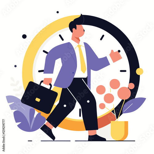 Businessman Rushes Against Time Emphasizing Deadlines