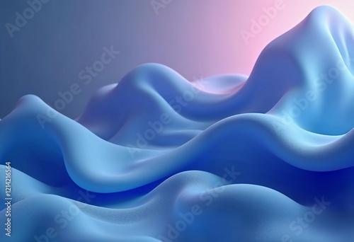 Waves of Tranquility Captured in a Soft Blue Landscape Under Gentle Lighting. Generative AI