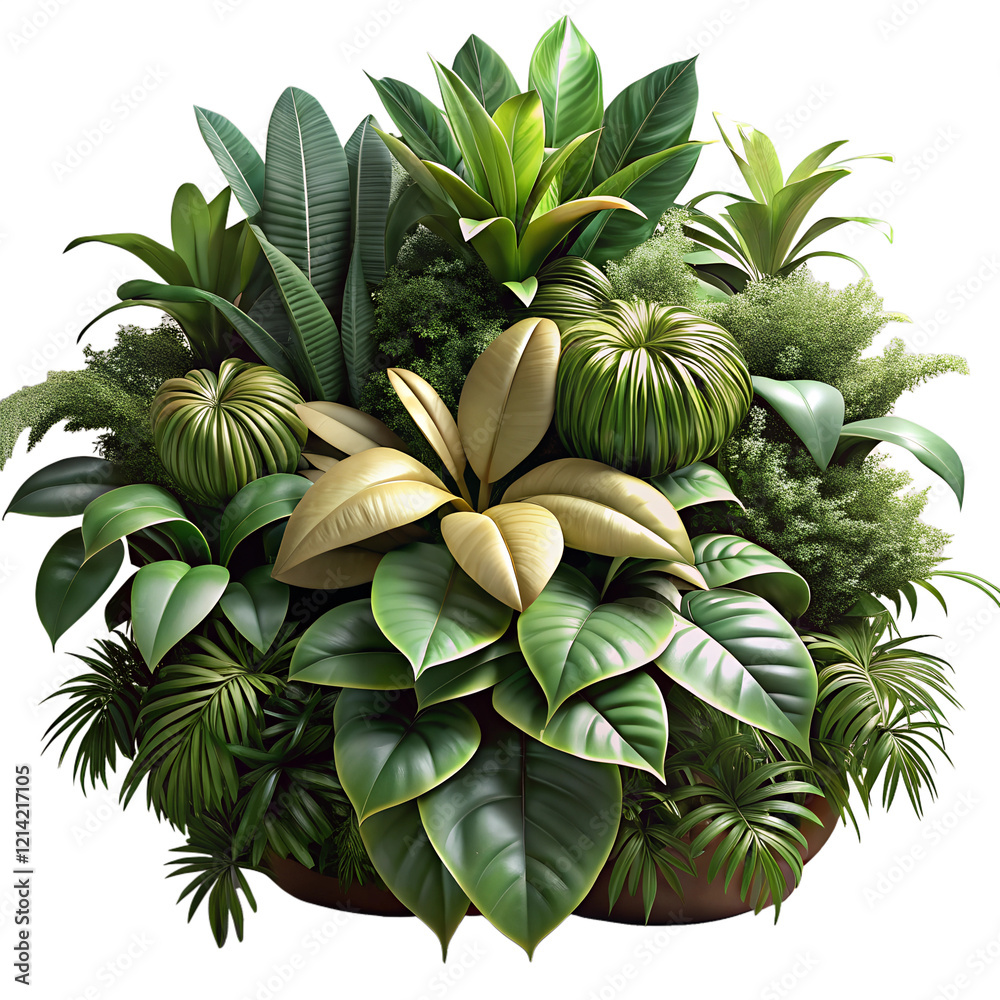 verdant tropical plant cluster cut out view verdant tropical plant cluster cut out view