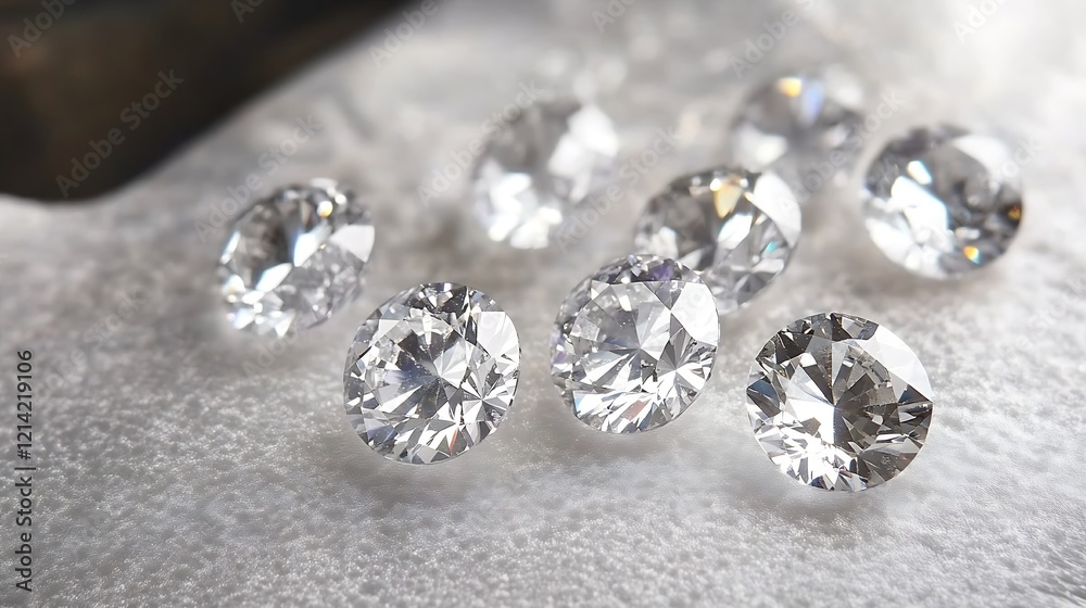 Stunning Sparkling Diamonds on Luxurious Textured Surface : Generative AI Stunning Sparkling Diamonds on Luxurious Textured Surface : Generative AI