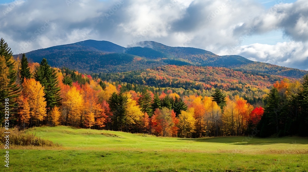 Stunning Fall Mountain Scenery with Colorful Foliage and Overcast Skies : Generative AI Stunning Fall Mountain Scenery with Colorful Foliage and Overcast Skies : Generative AI