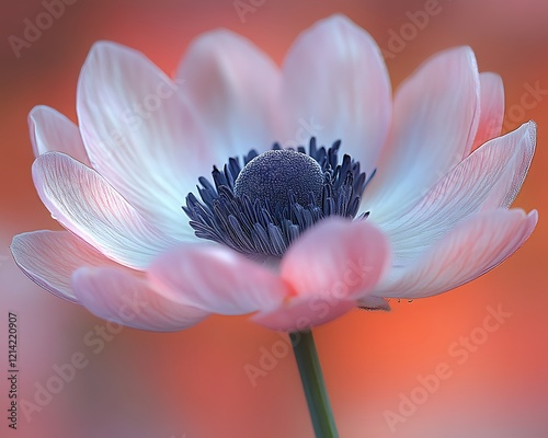 Delicate pink anemone flower close-up.