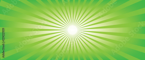 Bright green spiral rays background. Comics, pop art style