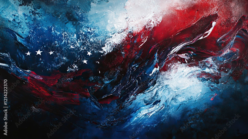 Abstract American Flag with Stars and Stripes in Motion, Presidents' Day Abstract American Flag with Stars and Stripes in Motion, Presidents' Day