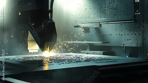 Industrial Robotic Laser Cutting Machine in Action photo