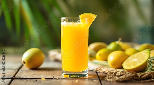 Refreshing Cajá Juice Made from Golden Apple Fruit with Fresh Fruit Garnish (Bahian Cuisine) photo