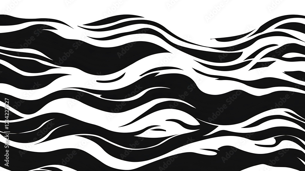Fototapeta premium Minimalist abstract waves in black and white