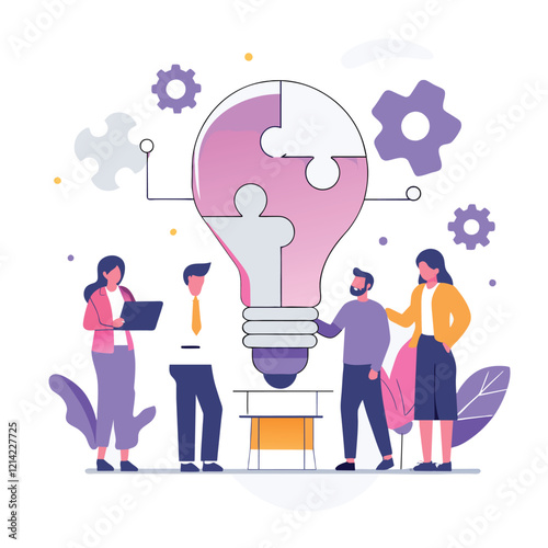  solve business problem with creativity finishing flat illustration  