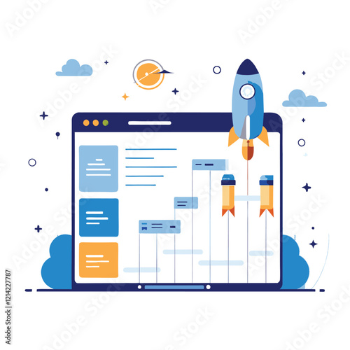  project management gantt chart track complete flat illustration  